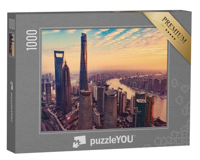 Puzzel 1000 stukjes „Luchtfoto van de stad Shanghai“