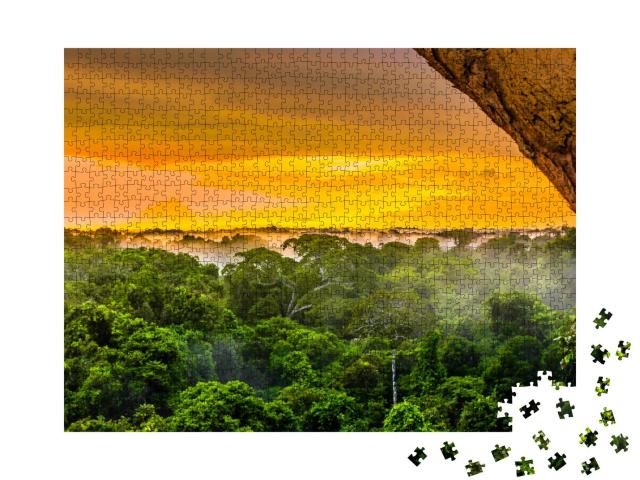 Puzzle 1000 Teile „Sonnenuntergang im Regenwald des Amazonas, Brasilien“