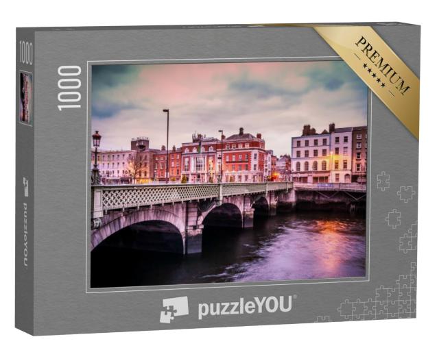 Puzzel 1000 stukjes „Avond Grattan Bridge over de Liffey, Dublin, Ierland“