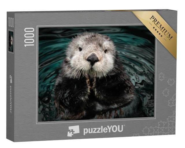 Puzzel 1000 stukjes „Zeeotters in het water“