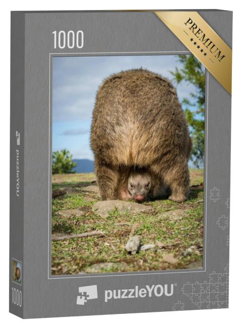 Puzzel 1000 stukjes „Australische wombat baby in zijn buidel“