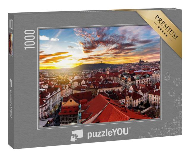 Puzzle 1000 Teile „Sonnenaufgang über Prag, Tschechische Republik“