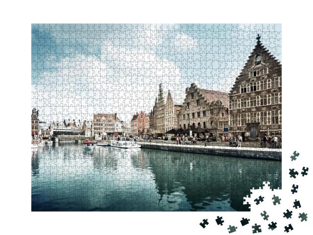 Puzzle 1000 Teile „Stadtansicht von Gent, Belgien“