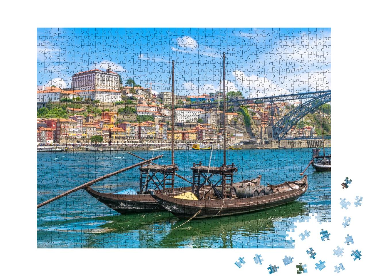 Puzzle 1000 Teile „Schöner Blick auf den Fluss Douro, Porto, Portugal“