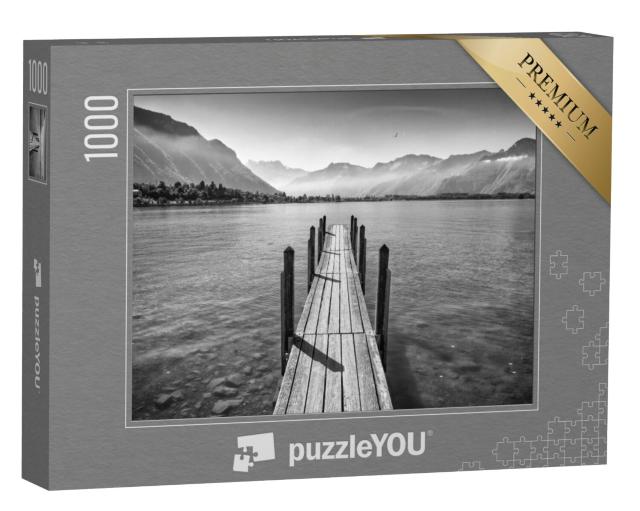 Puzzel 1000 stukjes „Idyllische steiger aan het meer van Genève, Zwitserland“