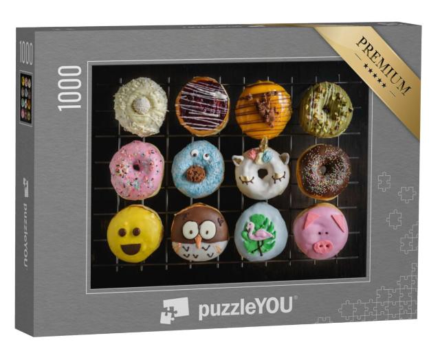 Puzzel 1000 stukjes „Zelfgemaakte donuts met creatieve en leuke decoratie“