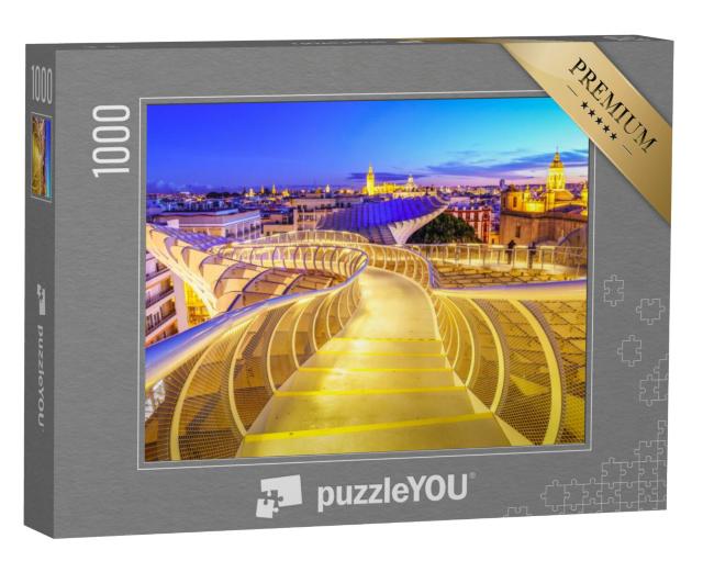 Puzzel 1000 stukjes „Space Metropol Parasol boven de daken van Sevilla, Spanje“