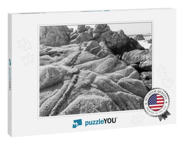 Dramatic Black & White Image of Crystal Veins Going Throu... Jigsaw Puzzle