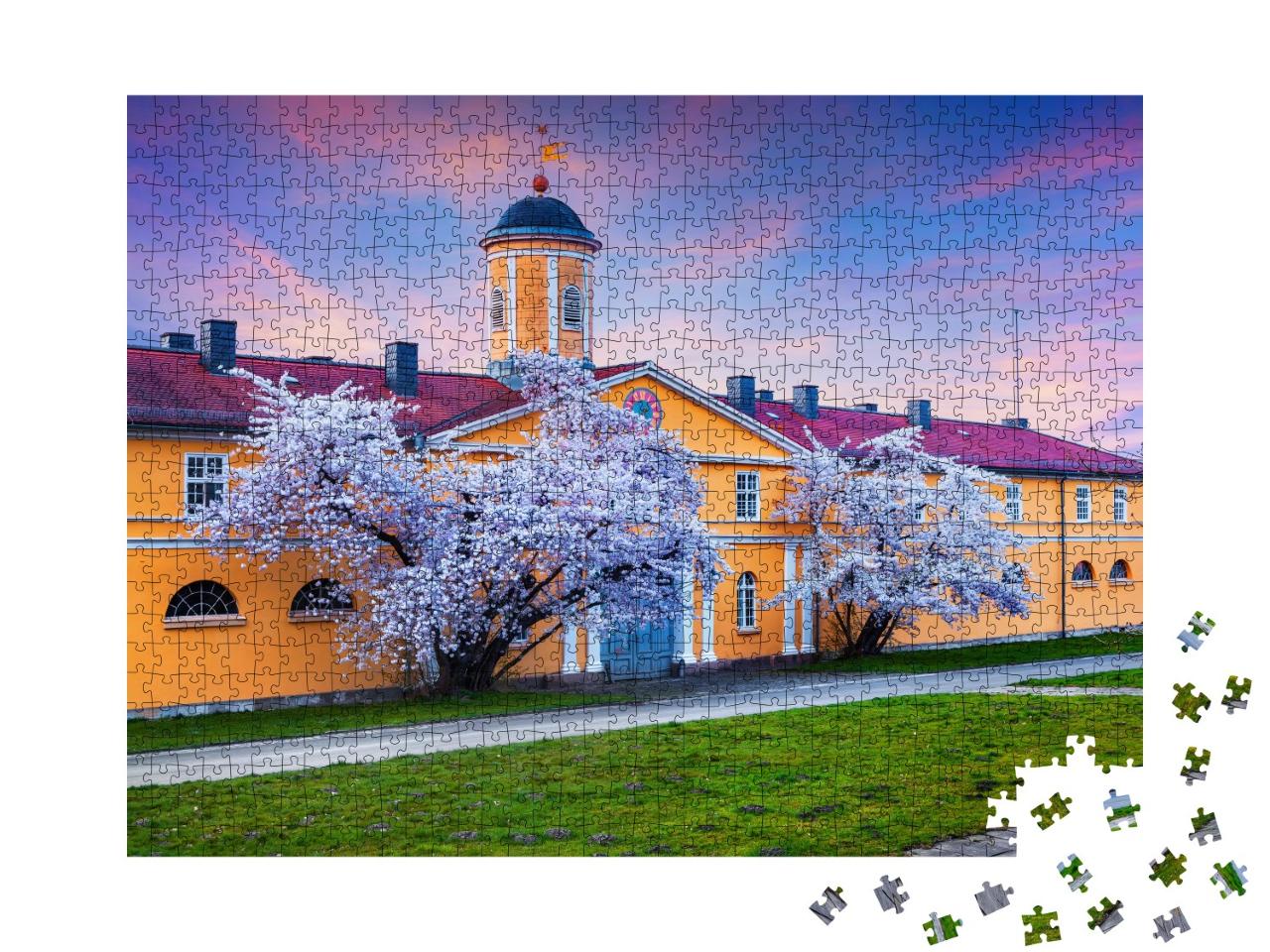 Puzzle 1000 Teile „Frühlingsabend am Bergpark Wilhelmshöhe, Kassel, Deutschland“