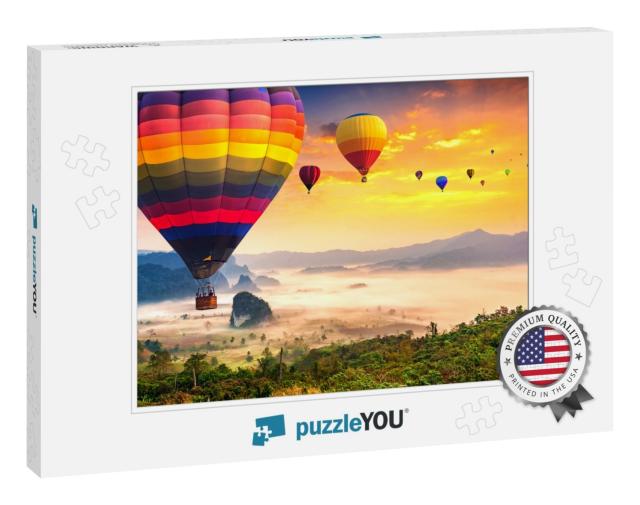 Aerial View from Colorful Hot Air Balloons Flying Over wi... Jigsaw Puzzle