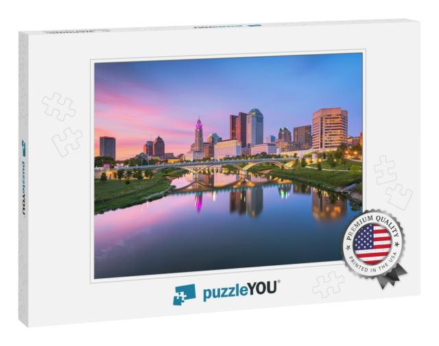 Columbus, Ohio, USA Skyline on the River At Dusk... Jigsaw Puzzle