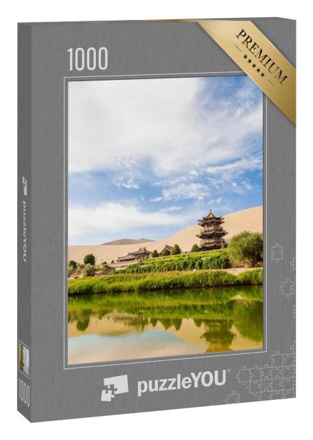 Puzzle 1000 Teile „Gansu Dunhuang Crescent Lake und Mingsha Mountain, China“