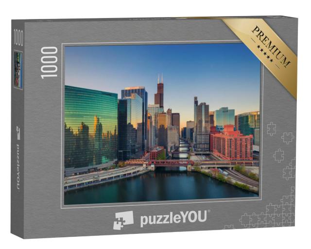 Puzzel 1000 stukjes „Chicago bij zonsopgang, Illinois, VS“