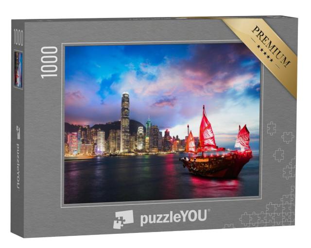 Puzzel 1000 stukjes „Junk in Victoria Harbour, Hong Kong“