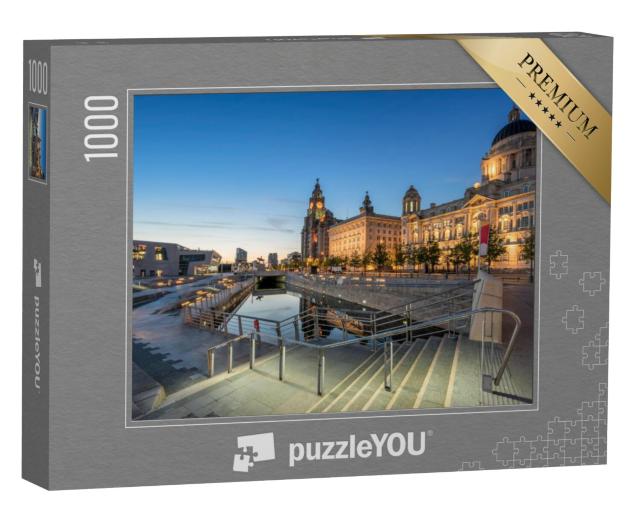 Puzzel 1000 stukjes „De drie gratiën aan de waterkant van Pier Head in Liverpool“