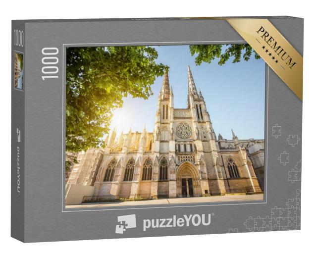 Puzzel 1000 stukjes „Ochtendaanzicht van de prachtige kathedraal Pierre in Bordeaux, Frankrijk“