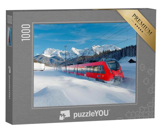 Puzzel 1000 stukjes „Spoorweg in het winterse Karwendelgebergte, Duitsland“