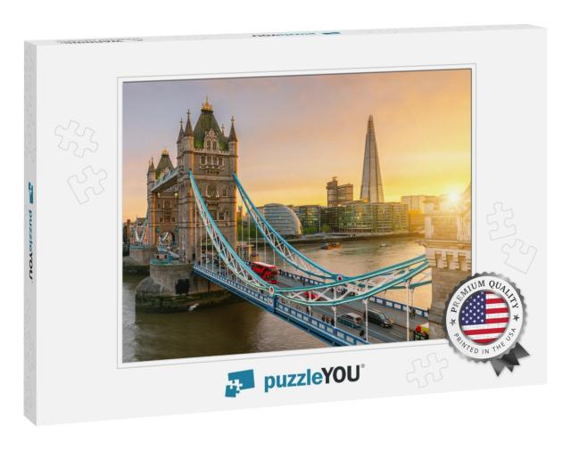 London Tower Bridge, the Uk. Sunset with Beautiful Clouds... Jigsaw Puzzle