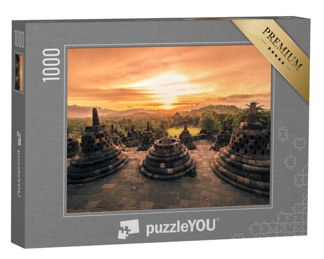 Puzzel 1000 stukjes „De Borobudur tempel bij zonsondergang, Yogyakarta, Java, Indonesië“