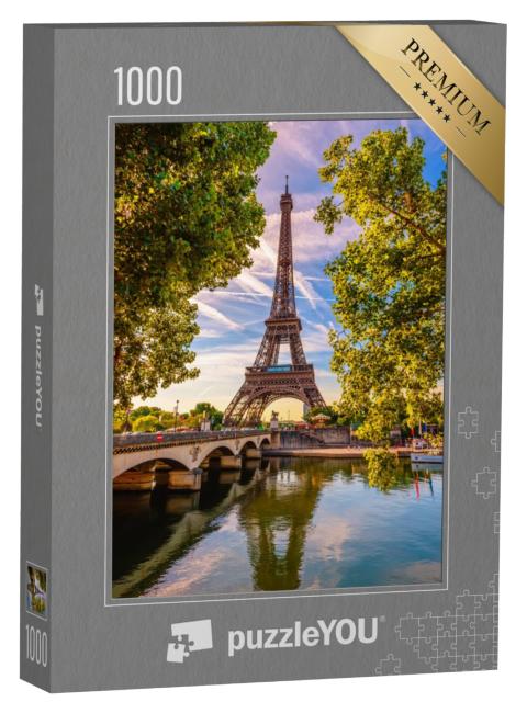 Puzzel 1000 stukjes „Eiffeltoren en rivier de Seine, bezienswaardigheid van Parijs, Frankrijk“