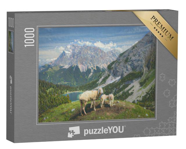 Puzzel 1000 stukjes „in de kunststijl van Claude Monet - Seebensee en Coburger Hütte - Puzzelcollectie Kunstenaars & Schilderijen“