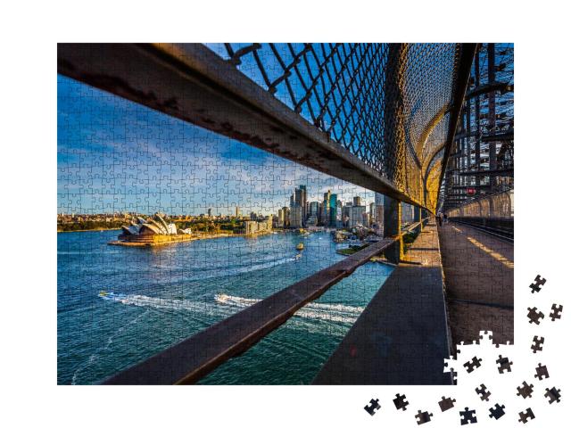 Puzzle 1000 Teile „Opernhaus auf dem Fußweg auf der Hafenbrücke, Sydney, Australien“