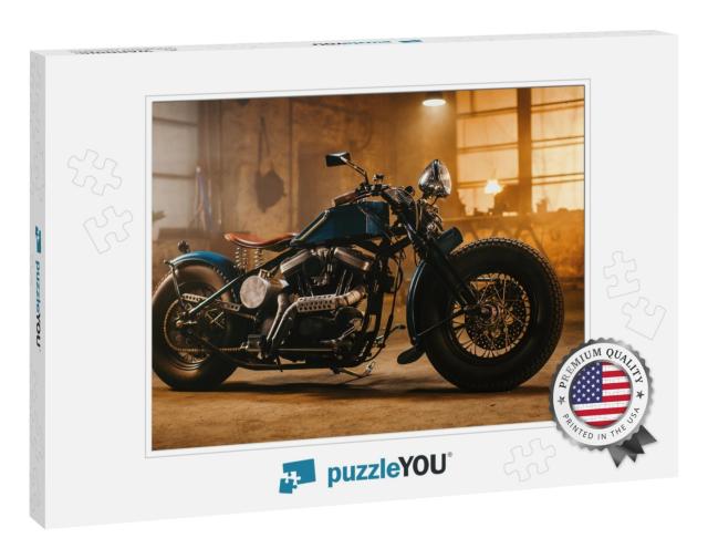 Custom Bobber Motorbike Standing in an Authentic Creative... Jigsaw Puzzle