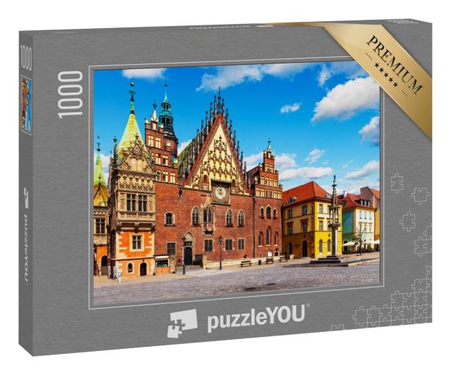 Puzzle 1000 Teile „Sommer am alten Rathaus in Breslau, Polen“