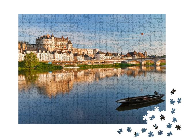 Puzzle 1000 Teile „Abendstimmung über Amboise am Fluss Loire, Frankreich“