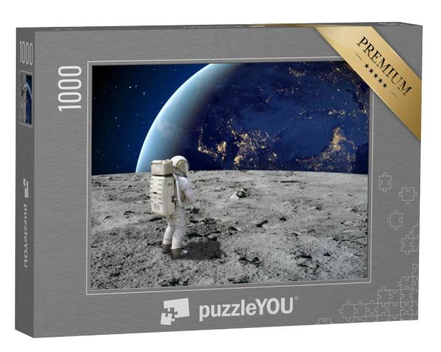 Puzzel 1000 stukjes „Een astronaut op de maan kijkt naar de aarde“