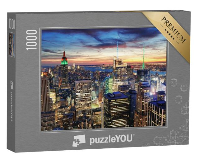 Puzzel 1000 stukjes „Wolkenkrabbers van New York City bij zonsondergang“