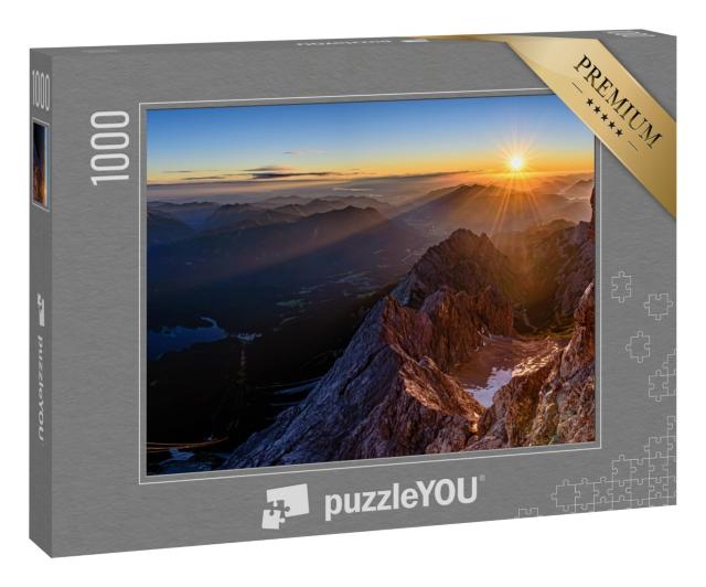 Puzzle 1000 Teile „Schöner Sonnenaufgang auf der Zugspitze, Deutschland“