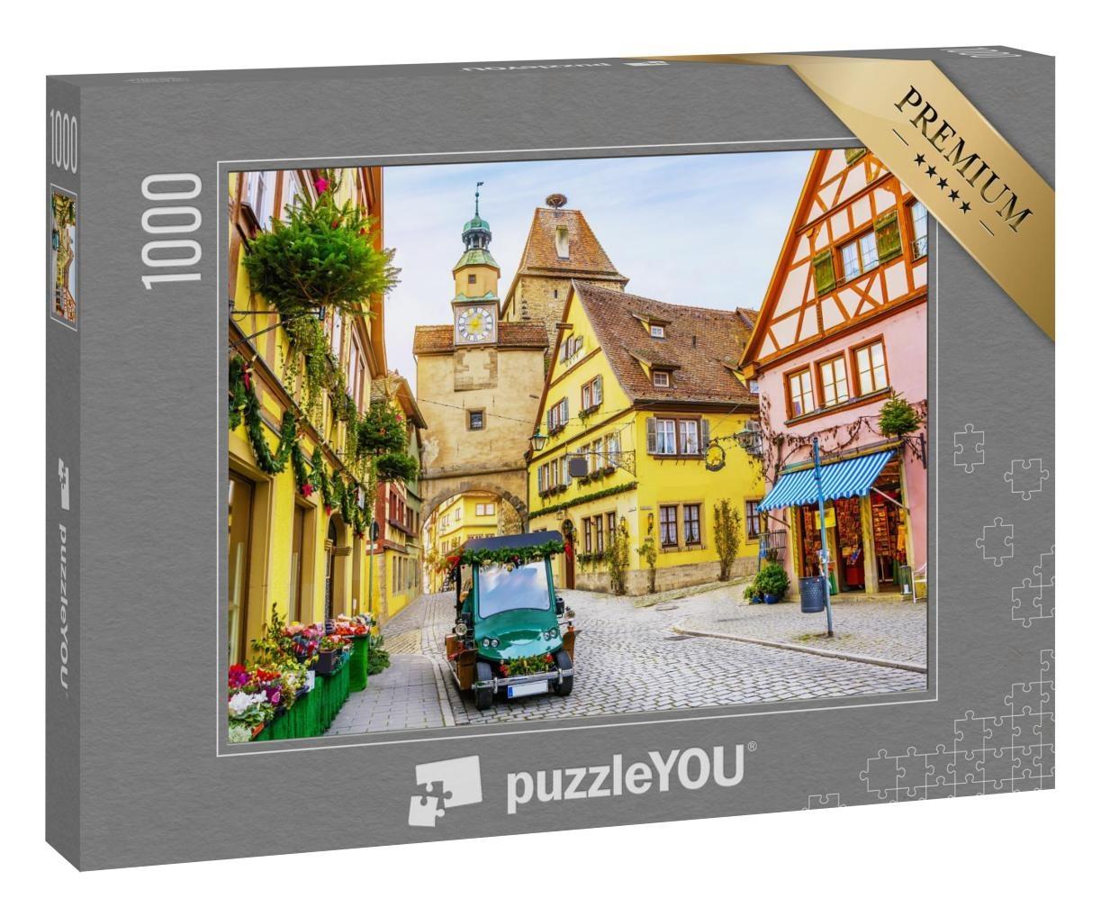 Puzzle 1000 Teile „Weihnachtliche Stimmung: Rotenburg ob der Tauber, Bayern, Deutschland“