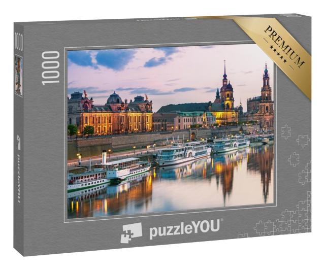 Puzzle 1000 Teile „Dresdner an der Elbe im Sonnenuntergang“