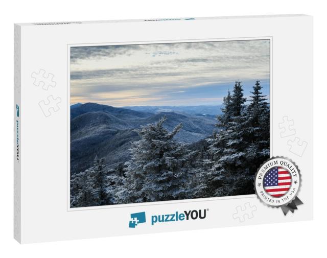 Scenic Winter Mountains Landscape. Pine Trees Covered wit... Jigsaw Puzzle