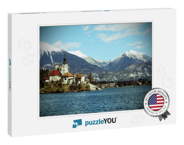 Church on the Island of Lake Bled in Slovenia & the Snowy... Jigsaw Puzzle