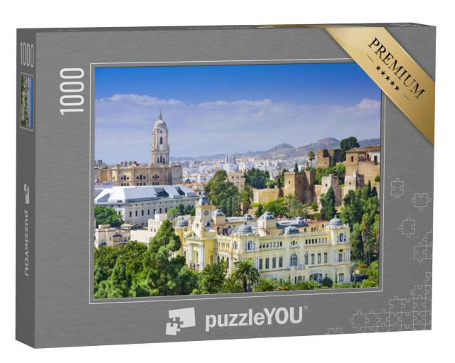 Puzzel 1000 stukjes „Stadsgezicht van Malaga met kathedraal en stadhuis, Spanje“