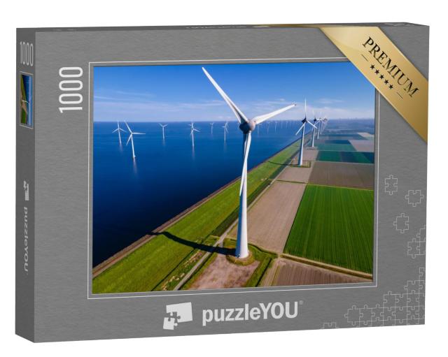 Puzzel 1000 stukjes „Offshore windmolenpark in zee, Ijsselmeer“