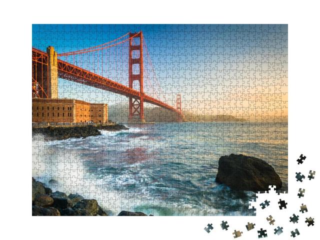 Puzzle 1000 Teile „Golden Gate Bridge im Sonnenaufgang“