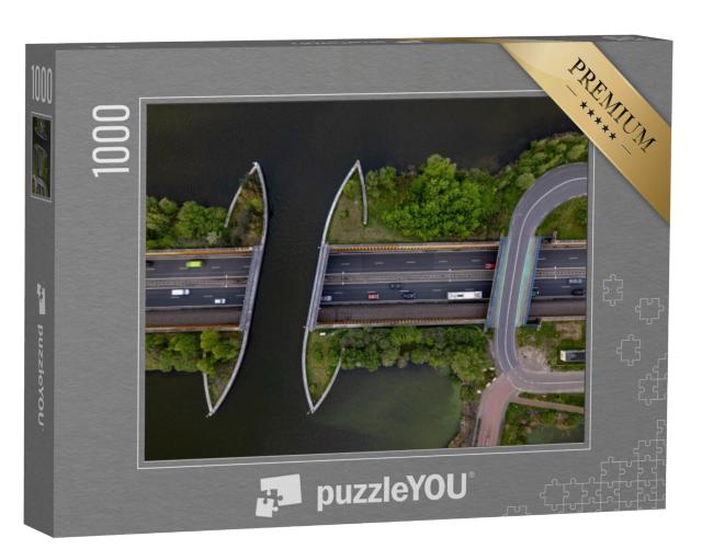 Puzzel 1000 stukjes „Aquaduct Veluwemeer, toont de Nederlandse waterweginfrastructuur voor boten“