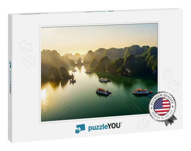 Aerial View Floating Fishing Village & Rock Island, Halon... Jigsaw Puzzle