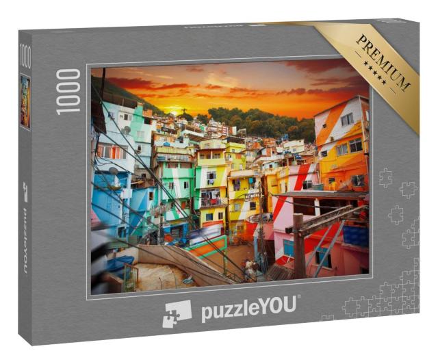 Puzzle 1000 Teile „Rio de Janeiro, Innenstadt und Favela, farbenfroh, Brasilien“