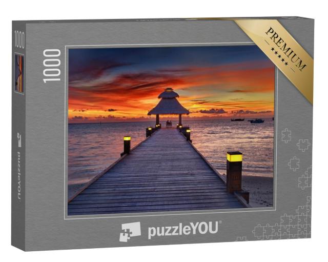 Puzzel 1000 stukjes „Gloeiende zonsondergang over de Indische Oceaan, Malediven“