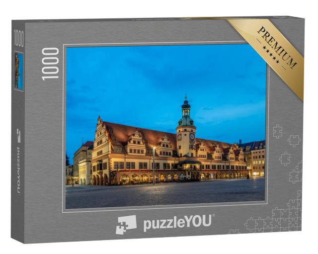 Puzzel 1000 stukjes „Oude stadhuis op het blauwe uur, Leipzig, Duitsland“