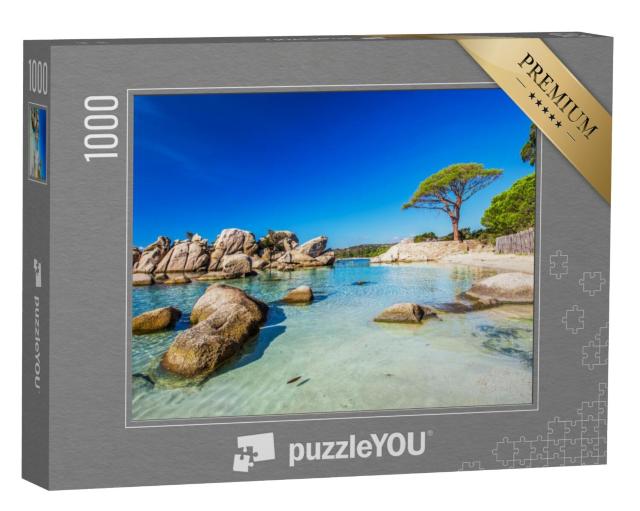 Puzzel 1000 stukjes „Pijnboom op het strand van Palombaggia in het zuiden van Corsica“