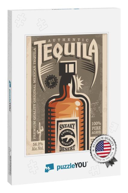 Tequila Promotional Retro Poster Design. Vintage Illustra... Jigsaw Puzzle