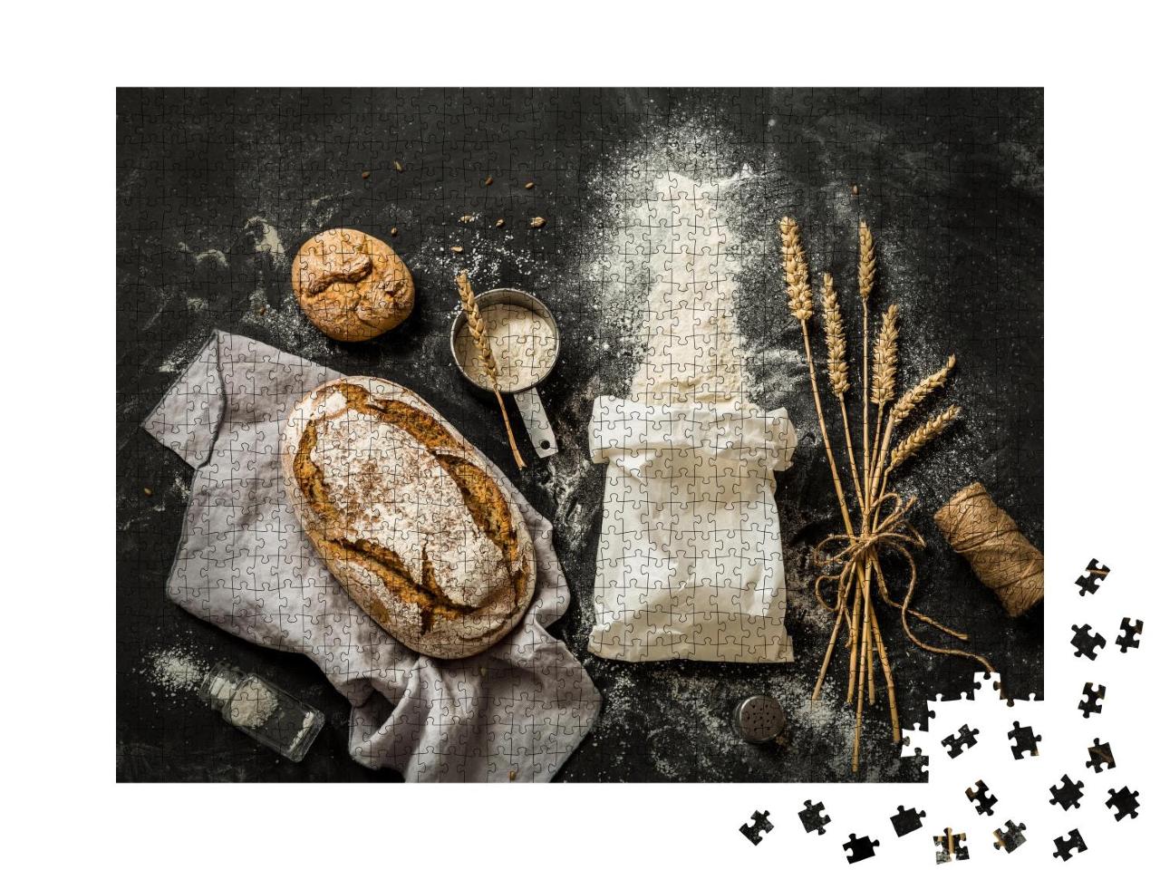 Puzzle 100 Teile „Rustikales Brot und Mehl“