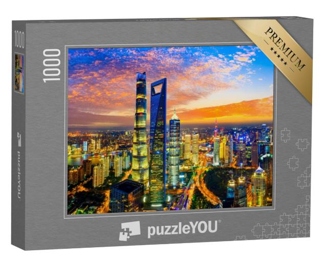 Puzzel 1000 stukjes „Shanghai bij nacht“