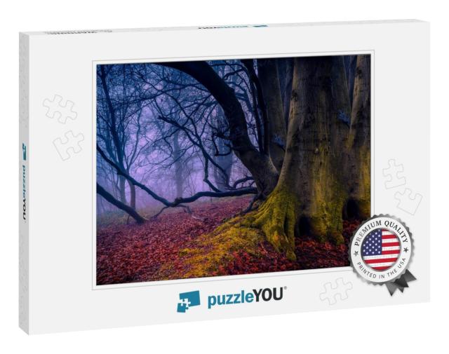 Misty Fairy Forest in Autumn Scene. Fairy Forest Mist. Fa... Jigsaw Puzzle