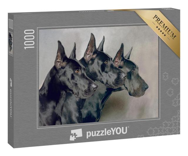 Puzzle 1000 Teile „Drei Generationen von Deutschen Doggen“
